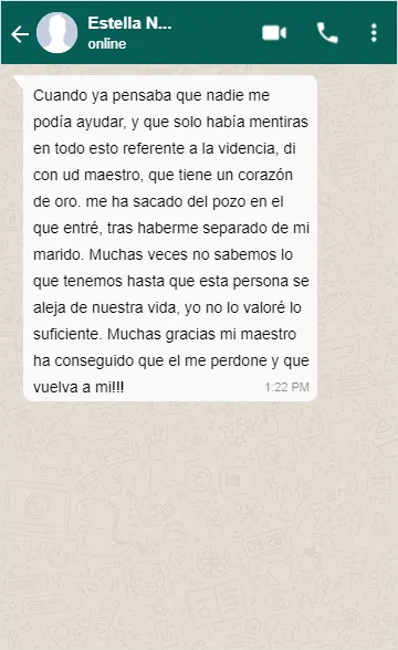 testimonio de amarres realizados