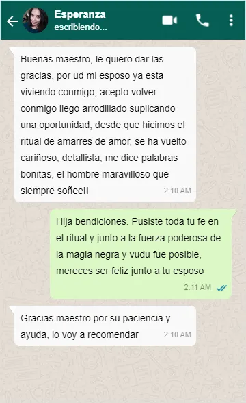 testimonio de amarres realizados